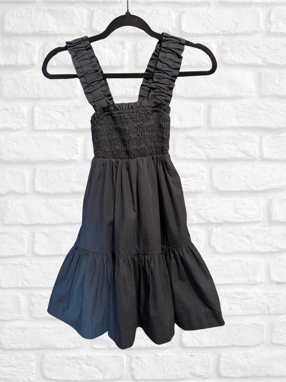 Abercrombie & Fitch Black Ruffled Strap Tiered Dress